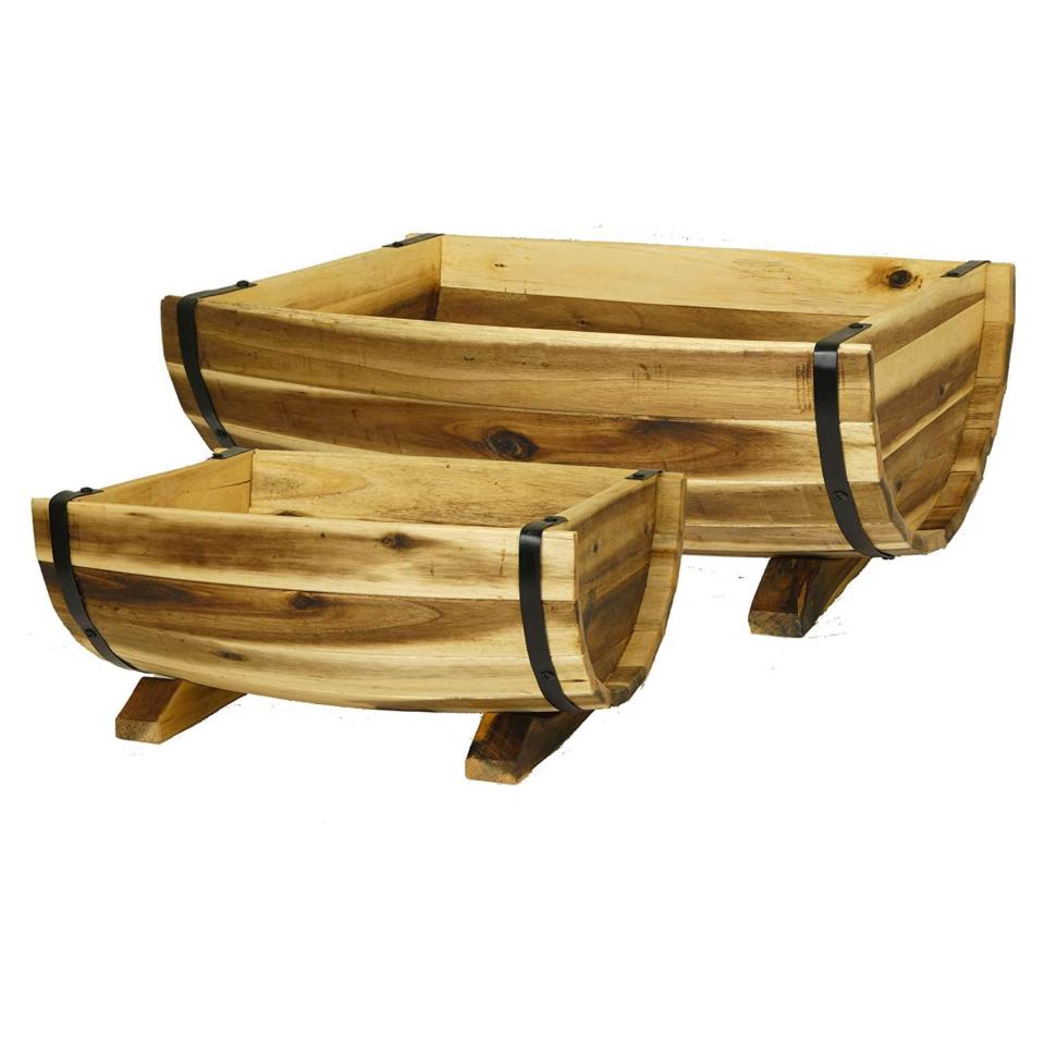 6) Acacia Half-Barrel Planters