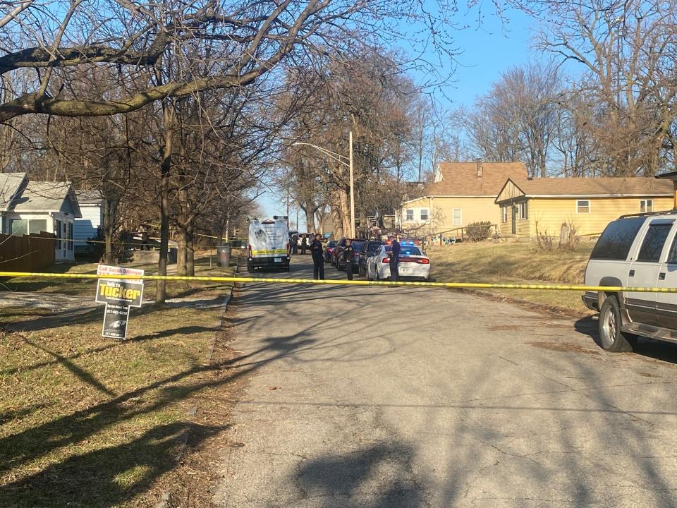 Indianapolis police investigate a fatal shooting in the 1600 block of Ingram Street on March 6, 2022 on the city's north side.