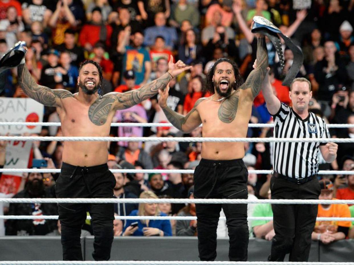 The Uso twins pictured in 2020 (WWE)