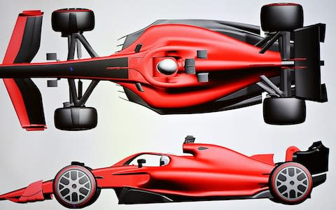 Mockup images of the 2021 regulation cars - Credit: Getty Images