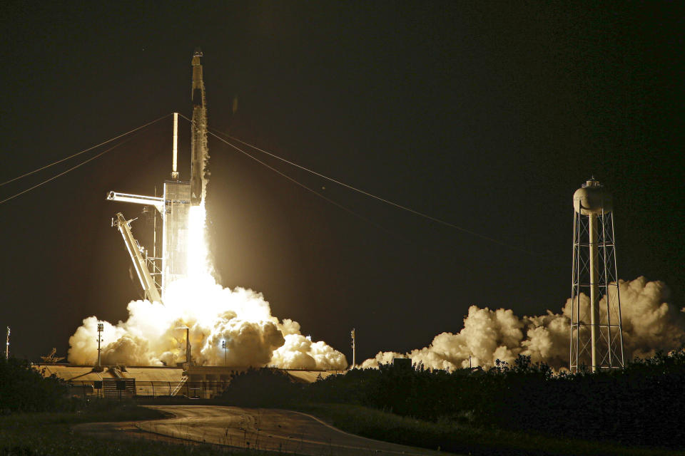 FILE - A SpaceX Falcon 9 lifts off with four private citizens from pad 39A at the Kennedy Space Center in Cape Canaveral, Fla., Wednesday Sept. 15, 2021. New research presents the largest set of information yet regarding how the human body reacts to spaceflight. (AP Photo/John Raoux, File)