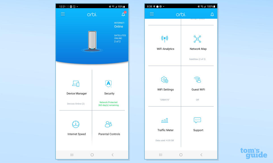 Netgear Orbi RBE973 app screenshot