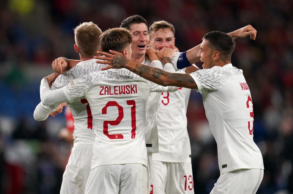 Poland celebrate their winner (Nick Potts/PA) (PA Wire)