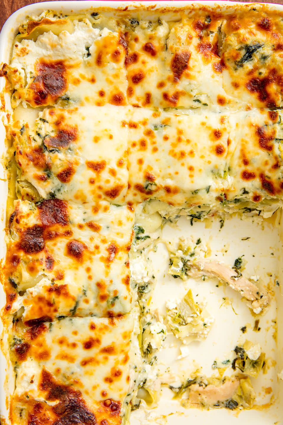 chicken spinach artichoke lasagna vertical