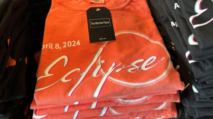 The Market Place in Marble Falls is hoping to capitalize on the eclipse by making a whole series of eclipse-branded merchandise. | Todd Bynum/KXAN News