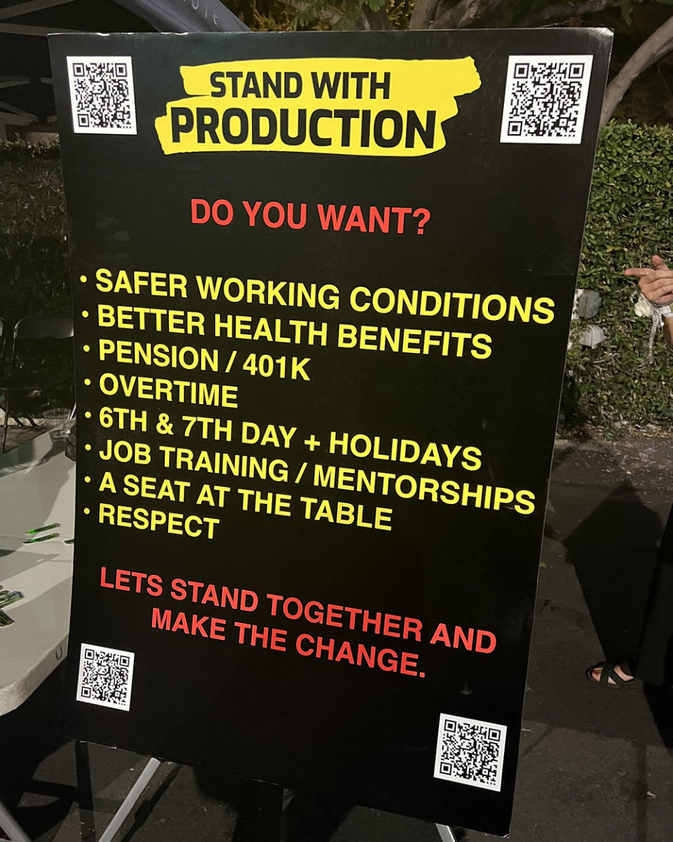 A ‘Stand With Production’ sign. - Credit: Courtesy of StandWithProduction
