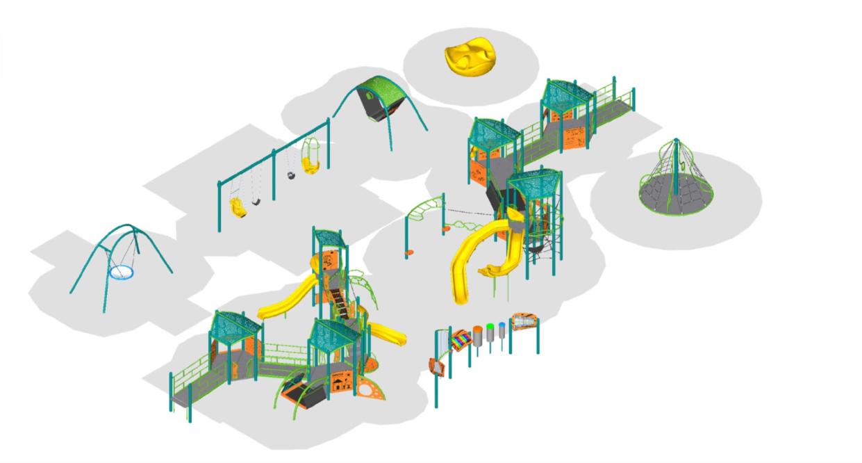 The equipment plan for the all-inclusive playground at Jackson Park in Hendersonville.