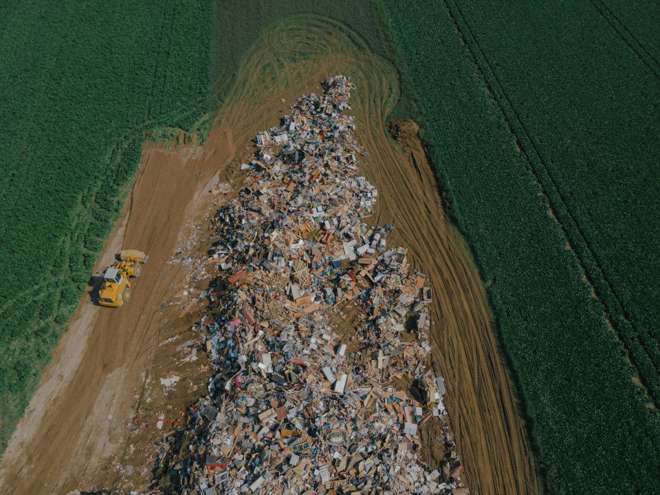 A temporary collection site for flood debris in Rheinbach, Germany on July 17, 2021.<span class="copyright">DOCKS Collective</span>