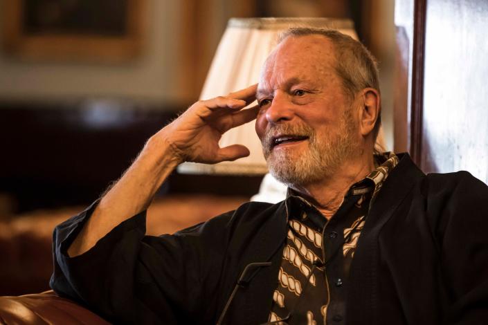 British film director Terry Gilliam speaks with reporters during an interview on the sidelines of the 41st edition of the Cairo International Film Festival (CIFF) at a hotel in the centre of the Egyptian capital Cairo on November 22, 2019. (Photo by Khaled DESOUKI / AFP) (Photo by KHALED DESOUKI/AFP via Getty Images)