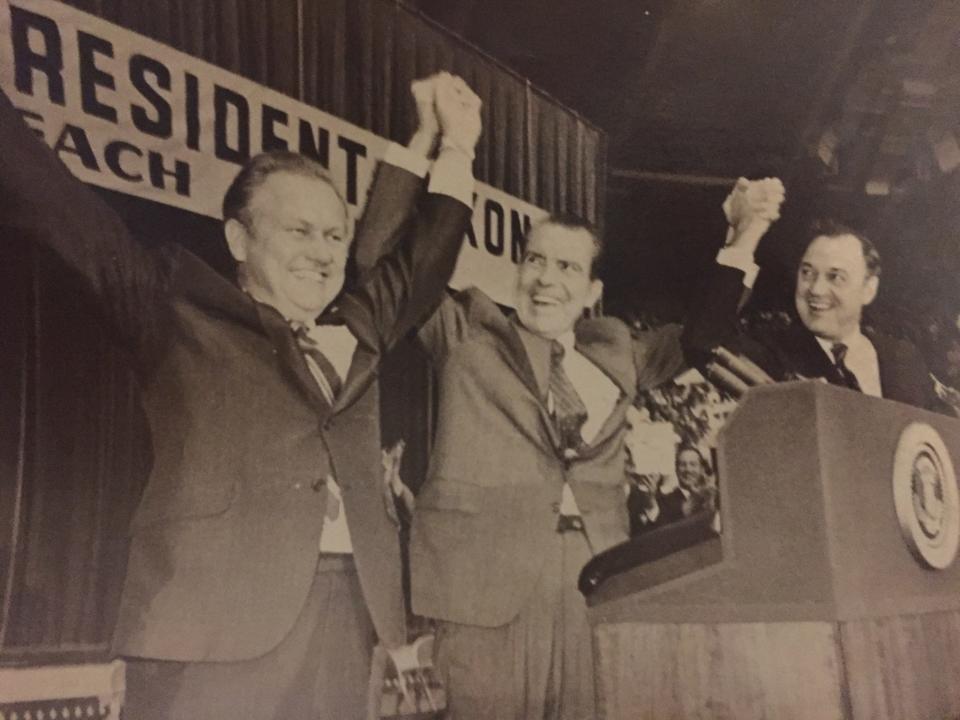 In this undated photograph from the Palm Beach Post photo archives, President Richard Nixon appears at an event in West Palm Beach.