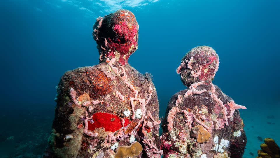 "Coral Carnival," a sculpture series based on Grenada's annual carnival, is among the new works on display at the site off the west coast of Grenada. - Jason deCaires Taylor/underwatersculpture.com