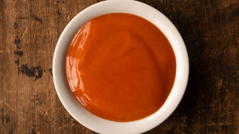 orange sauce in bowl