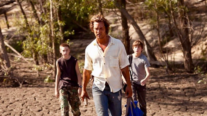 Matthew McConaughey, Tye Sheridan, and Jacob Lofland in Mud.