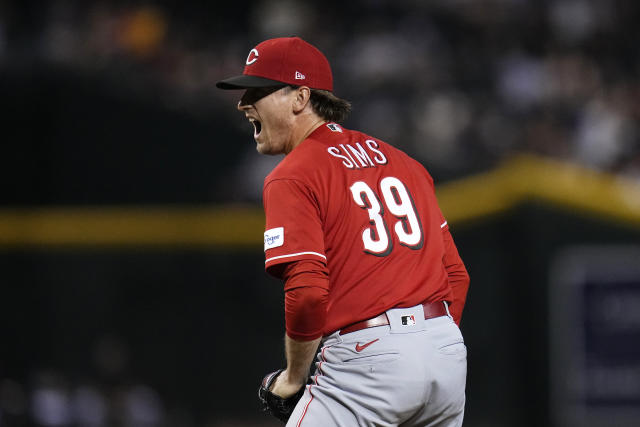 Arizona Diamondbacks' Corbin Carroll checks his swing on a high pitch  during the first inning of the team's baseball game against the Cincinnati  Reds on Saturday, Aug. 26, 2023, in Phoenix. (AP