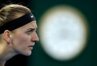 Tennis - Australian Open - Women's Singles Final - Melbourne Park, Melbourne, Australia, January 26, 2019. Czech Republic's Petra Kvitova in action during her match against Japan's Naomi Osaka. REUTERS/Adnan Abidi