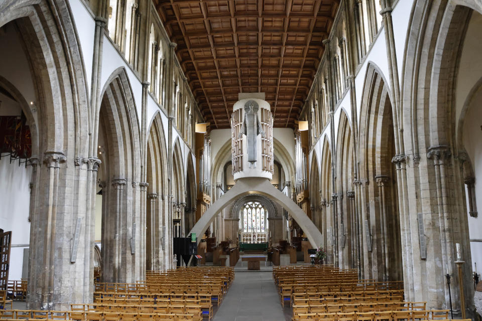 The interior of a large church