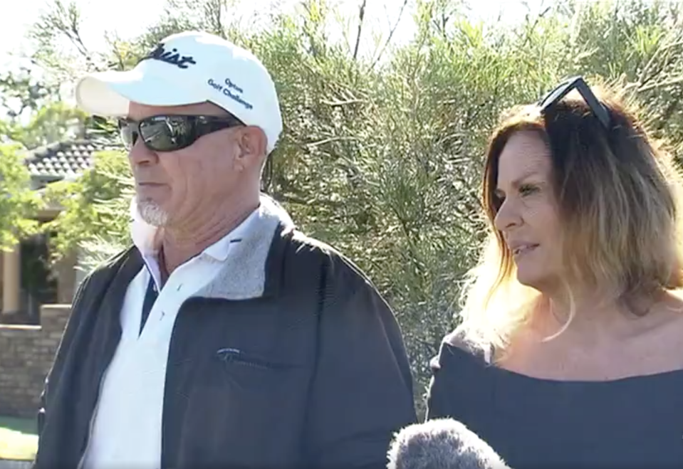 The parents of Mr Hansen speaking to Channel 7 on the Gold Coast. 