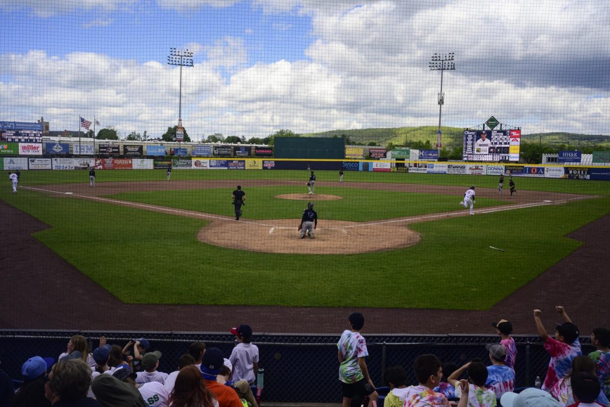 Players on a baseball field.