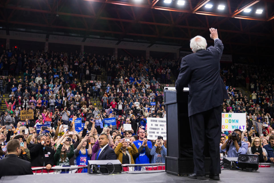 Onetime presidential hopeful Sen. Bernie Sanders speaks at a rally in Binghamton, New York, on April 11, 2016. (Photo: Brett Carlsen via Getty Images)