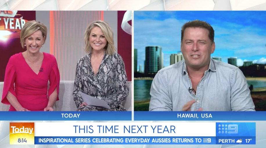 Former Today host Karl Stefanovic was on Channel Nine to speak about his upcoming show, This Time Next Year which premieres August 12 