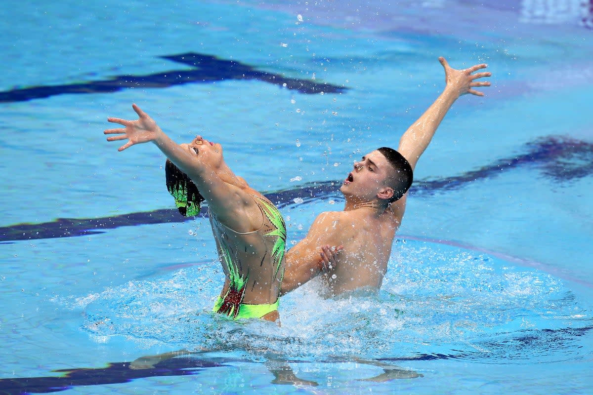 Giorgio Minisini, right, was world champion at the FINA World Aquatics Championships in the mixed duet technical routine in 2017 and 2022 (John Walton/PA) (PA Archive)