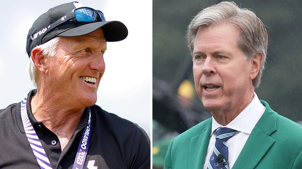 Augusta National chairman Fred Ridley (R) feared LIV boss Greg Norman's presence at the Masters would have been a distraction. Pic: Getty