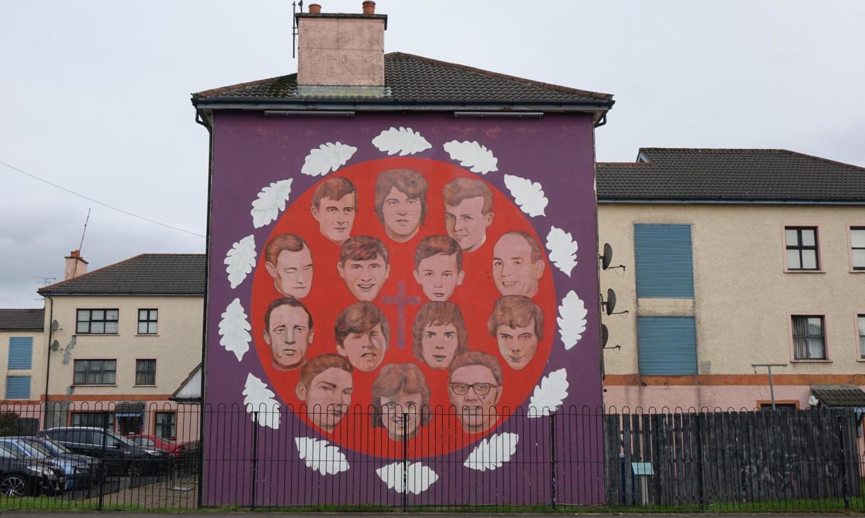 <span>A mural in Bogside, Derry, commemorates the unarmed civilian protesters shot dead by British soldiers on Bloody Sunday (30 January 1972). Britain is accused of protecting security forces from sanction during the Troubles. </span><span>Photograph: Thomas Krych/Alamy</span>