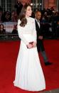 <p>Kate pulls off head-to-toe white thinks to some beautiful textures in this lacy white gown for the premiere of 'A Street Cat Named Bob' in 2016.</p>