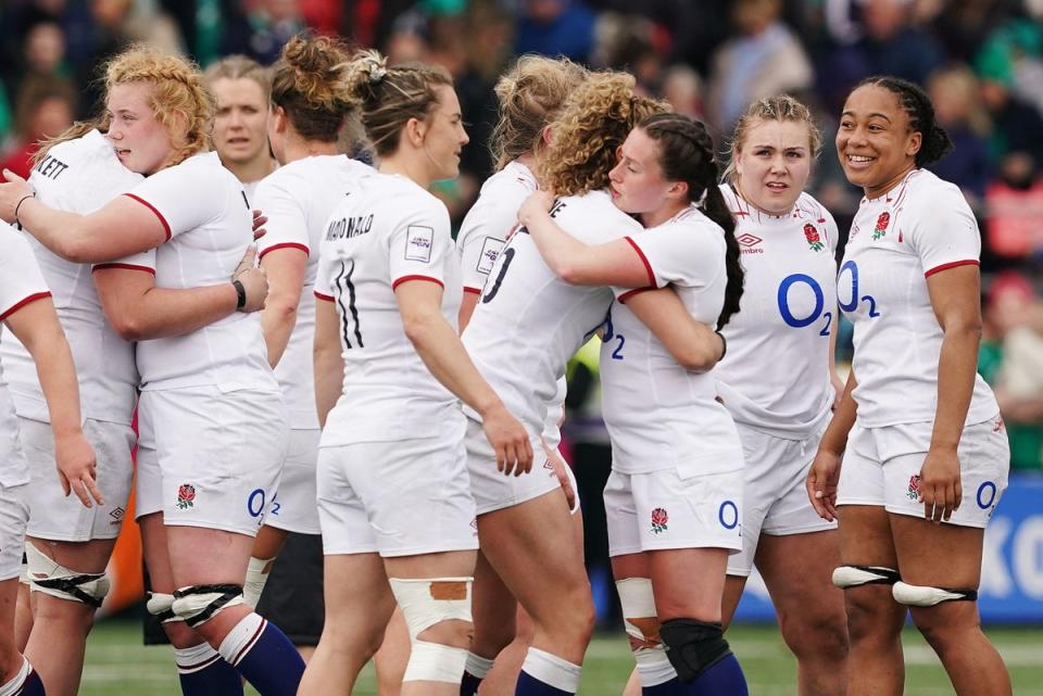 Dominant: Electric England ran in eight tries against Ireland at Musgrave Park in Cork  (PA)