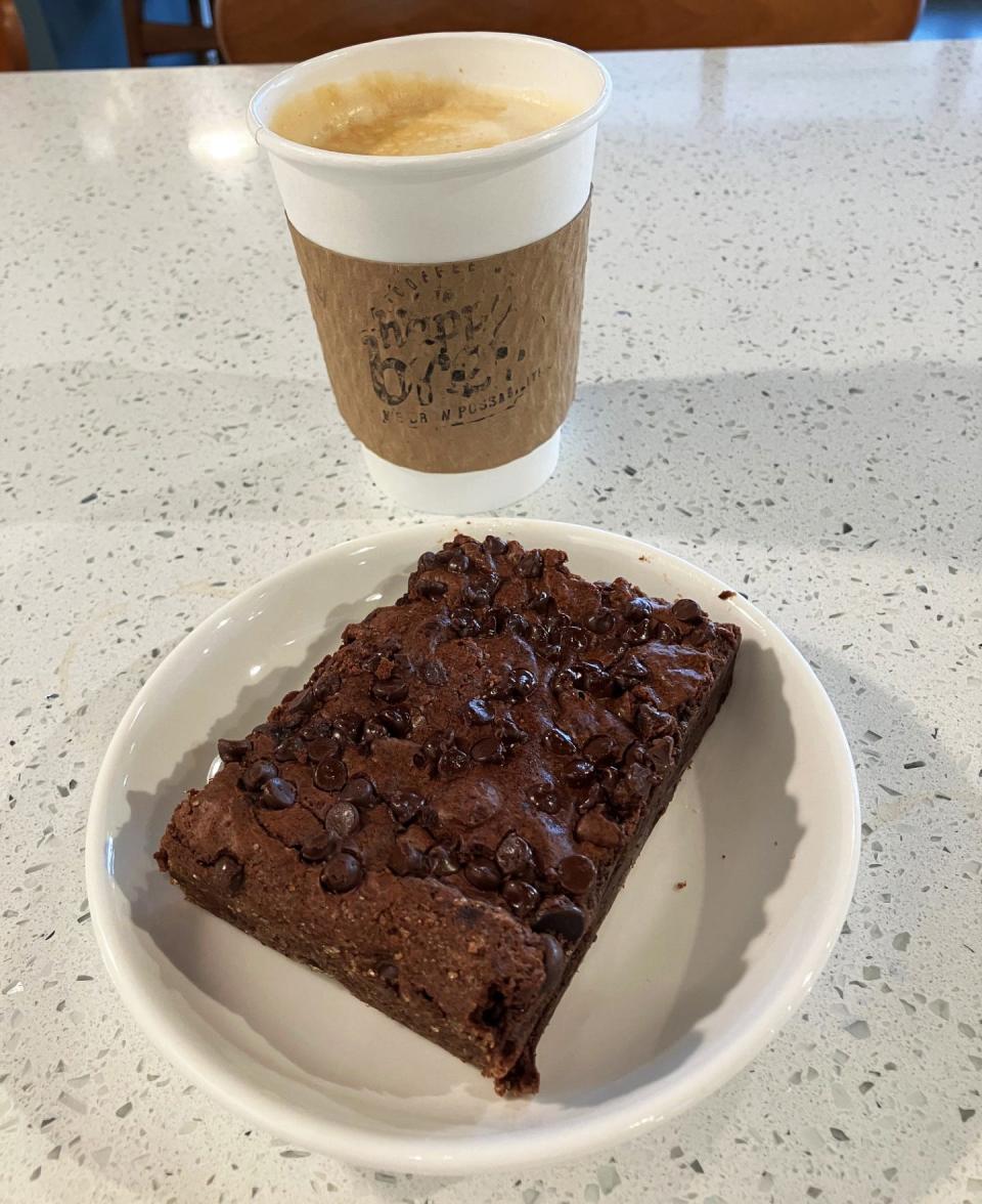 A chocolate espresso brownie and a mocha coffee are among the customer favorites at the newly opened Happy Brew coffee shop, 3200 Hendricks Ave. in the historic San Marco neighborhood of Jacksonville.