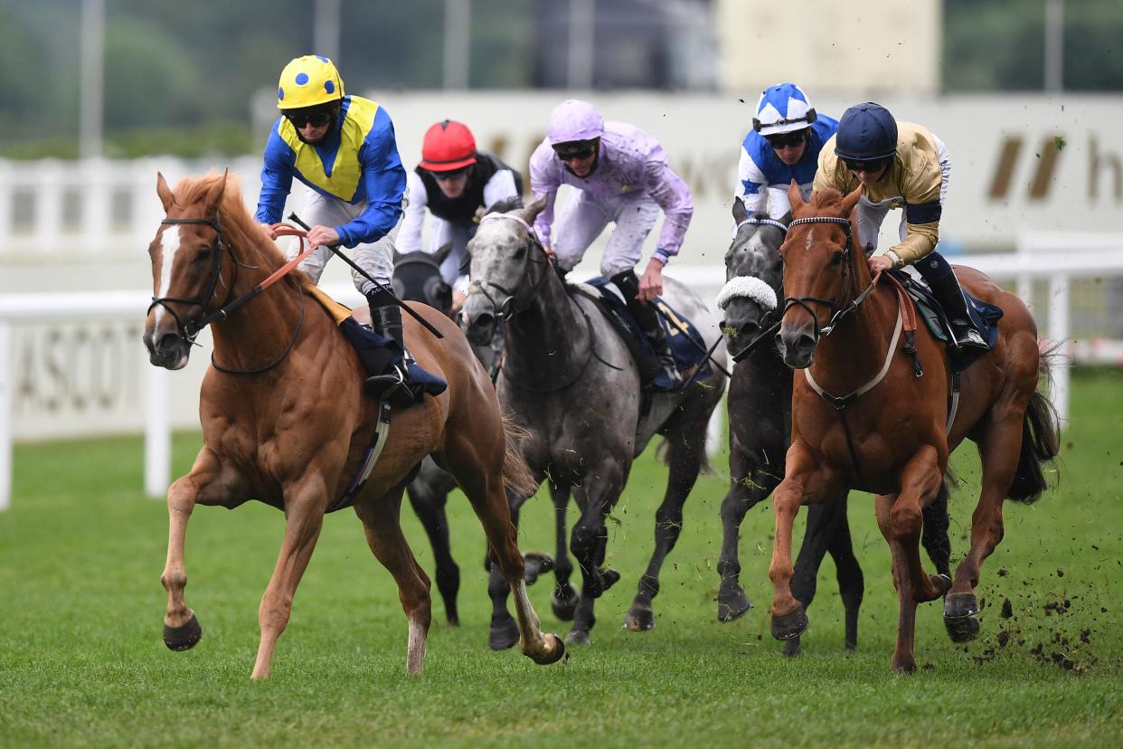 Jockey Ryan Moore rides Dream of Dreams (left) to win the Diamond Jubilee Stakes on the fifth day of the Royal Ascot horse racing meet on Saturday.