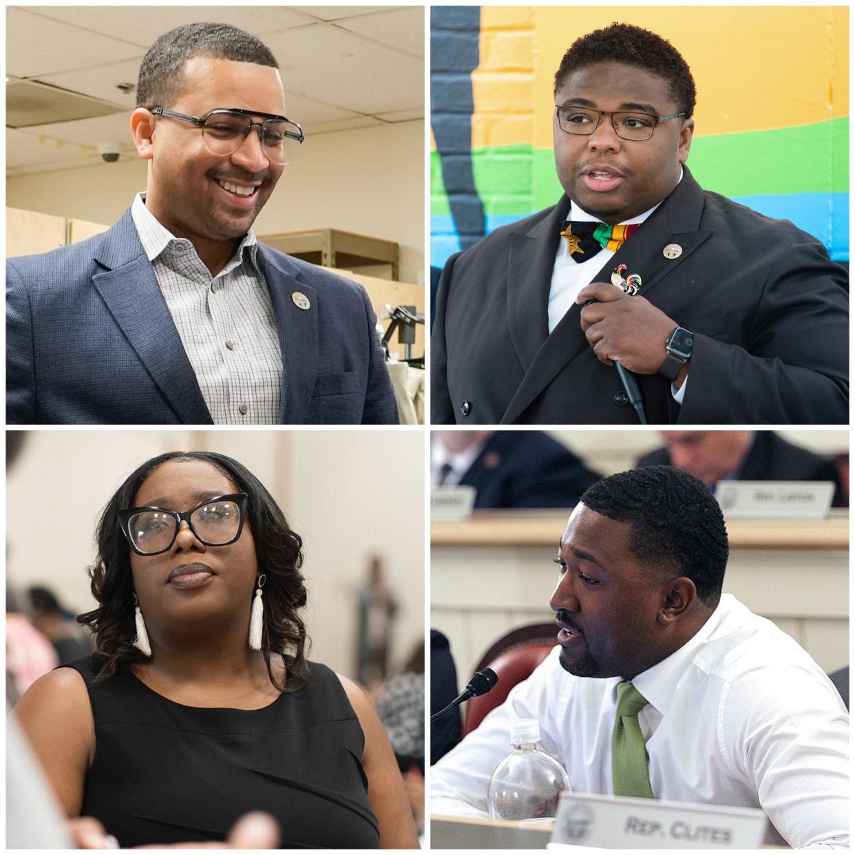 Aug 16, 2023; Columbus, Ohio, U.S.; From top left: Rep. Sedrick Denson, Rep. Dontavius Jarrells, Rep. Latyna Humphrey and Rep. Terrence Upchurch are leaders within the Ohio Legislative Black Caucus and talked to the Dispatch about their backgrounds, their passions, how and why they got into state politics and advice for other young people hoping to lead.