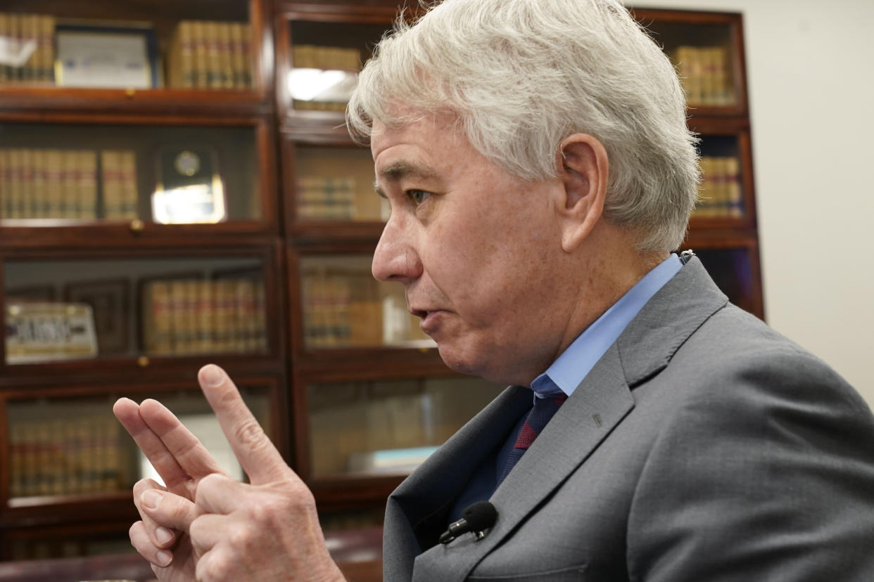 District attorney Steve Mulroy speaks during an interview with the Associated Press, in response to the investigation of the death of Tyre Nichols, who died after being beaten by Memphis police officers, in Memphis, Tenn., Tuesday, Jan. 24, 2023. Two Memphis Fire Department employees have been removed from duty while the agency conducts an investigation into the death of Nichols, a Black man, after a violent arrest that led to the firing of five police officers. (AP Photo/Gerald Herbert)