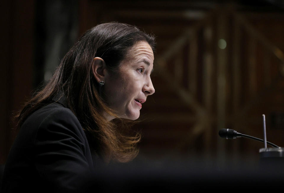 Image: Avril Haines s during her confirmation hearing in Washington (Joe Raedle / Pool via Reuters)