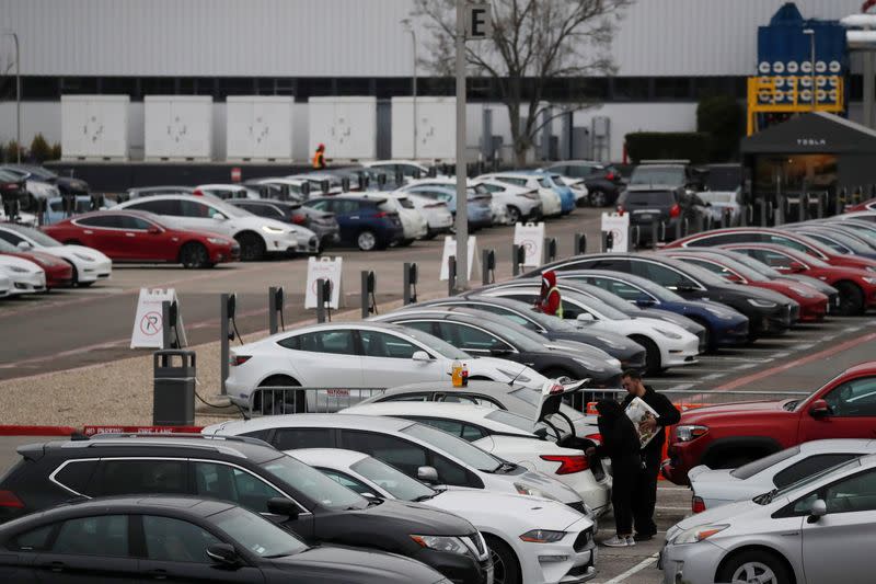 FILE PHOTO: The view of Tesla Inc's U.S. vehicle factory in Freemont, California