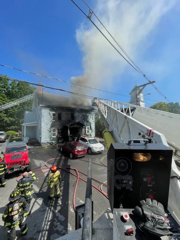 A home on 37 Grove Street caught fire Saturday, July 23, 2022, displacing several tenants that lived in three apartments in the home.