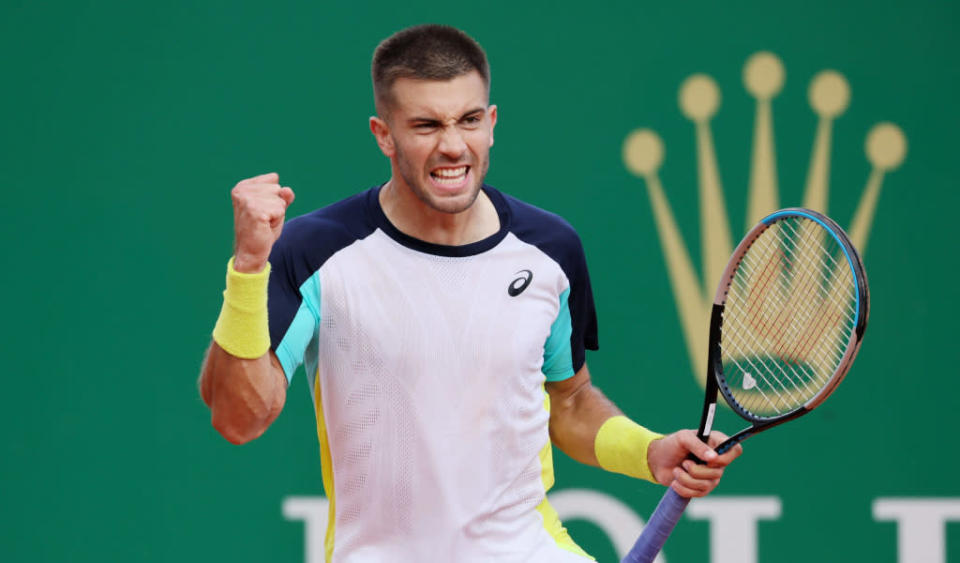 Celebrations from Borna Coric Credit: PA Images