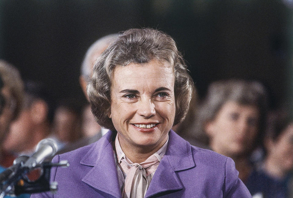 Sandra Day O’Connor before her Senate hearing on her nomination to the Supreme Court on Sept. 9, 1981. (John Duricka / AP file)