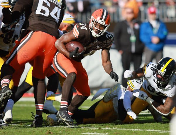 Running back Jerome Ford and the Cleveland Browns will face the Los Angeles Rams on Sunday in Inglewood, Calif. File Photo by Aaron Josefczyk/UPI