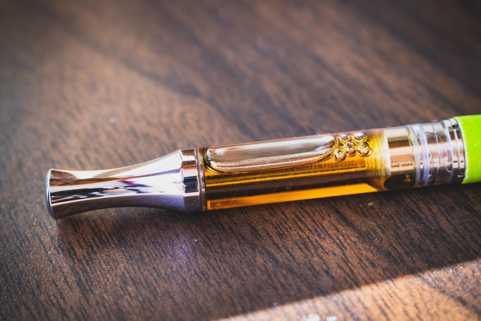 Oil filled vape cartridge.