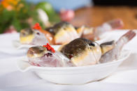<p>Also known as blowfish, the Japanese delicacy contains tetrodotoxin, a deadly substance up to 1,200 times more poisonous than cyanide. “It’s fatal,” Richards says. “It paralyzes chest muscles and you die.” </p>