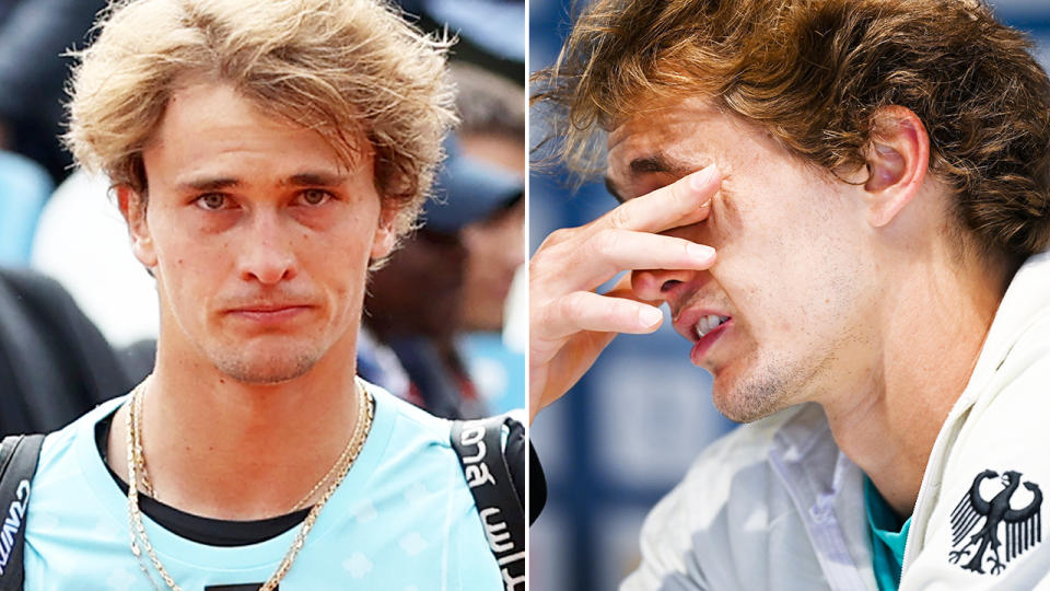 Alexander Zverev, pictured here after his defeat to Holger Rune at the Madrid Open. 