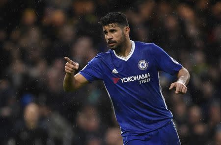 Britain Football Soccer - Chelsea v Swansea City - Premier League - Stamford Bridge - 25/2/17 Chelsea's Diego Costa celebrates scoring their third goal Action Images via Reuters / Tony O'Brien Livepic