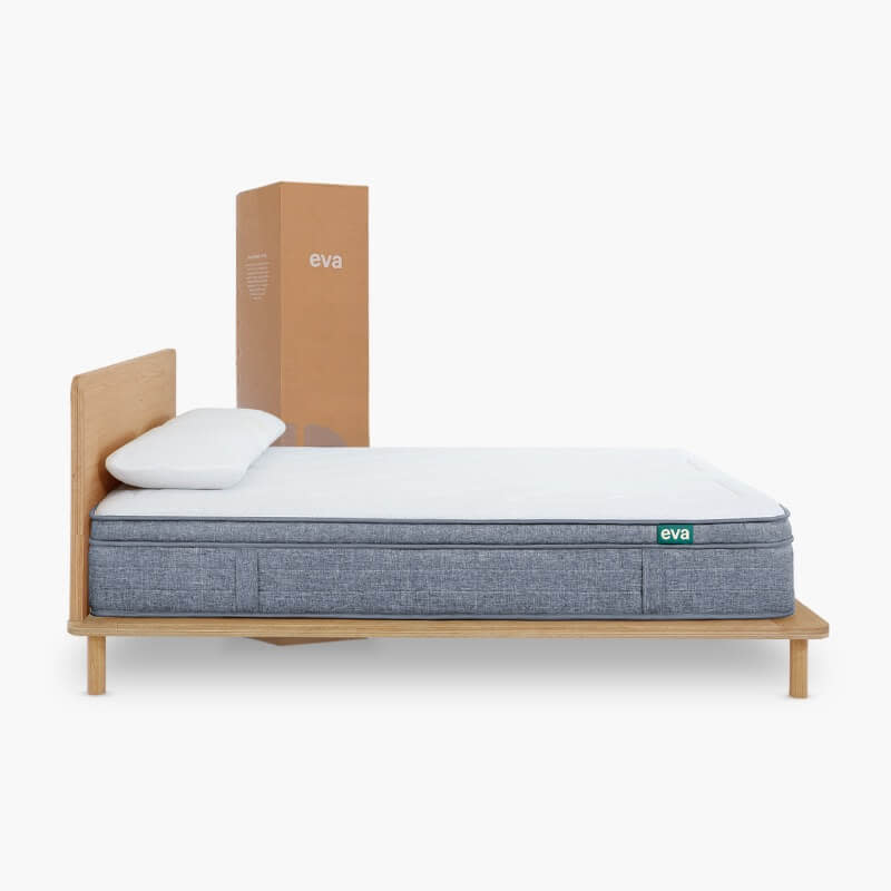 The Eva Mattress and box against a white background