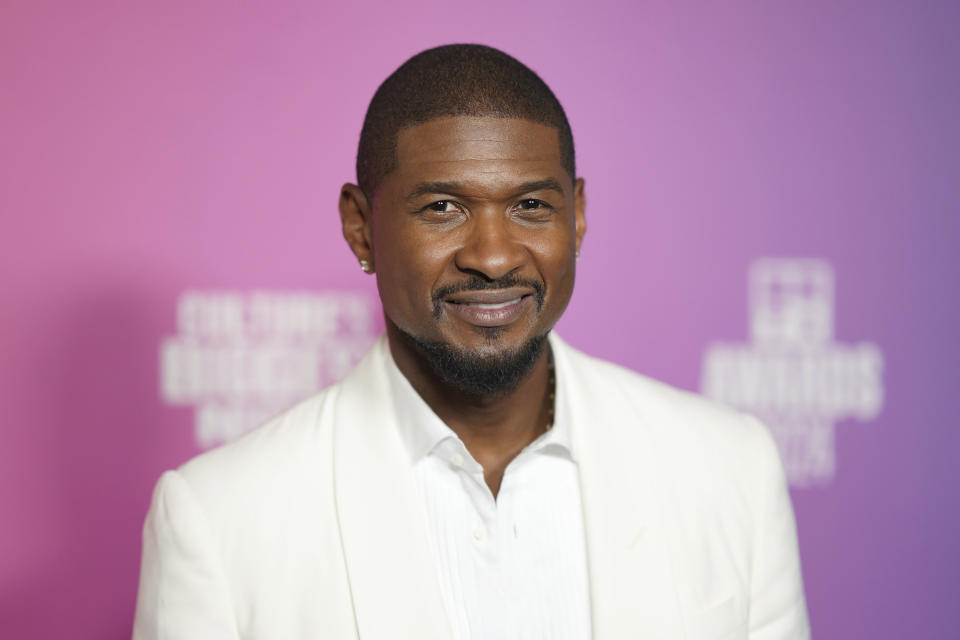 Usher, recipient of the Lifetime Achievement award, poses in the press room during the BET Awards on Sunday, June 30, 2024, at the Peacock Theater in Los Angeles. (Photo by Jordan Strauss/Invision/AP)