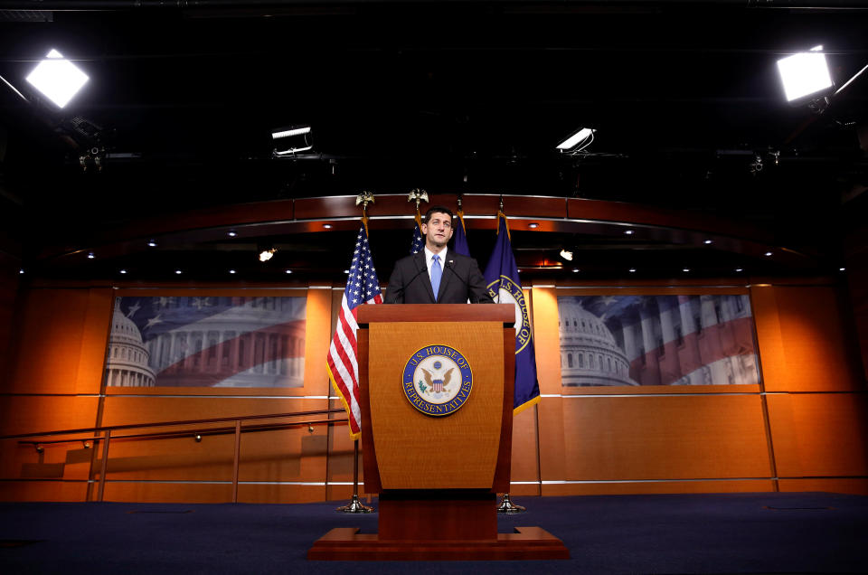 U.S. Speaker of the House Paul Ryan (R-WI) holds a news conference on Capitol Hill in Washington, DC, U.S. September 29, 2016. REUTERS/Gary Cameron