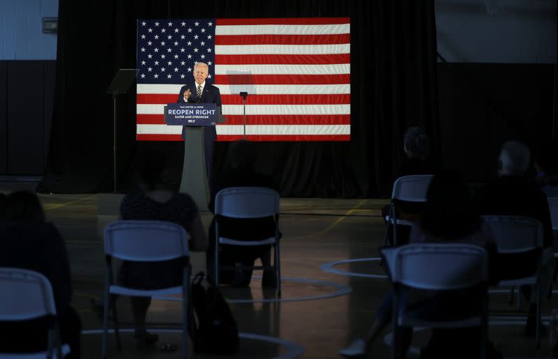 Democratic U.S. presidential candidate Biden speaks during campaign event in Darby, Pennsylvania