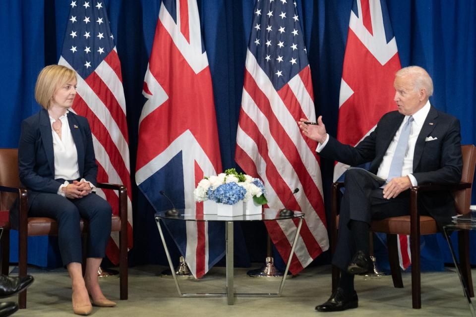 Prime Minister Liz Truss holds a bilateral meeting with US president Joe Biden at the United Nations in New York (PA Wire)