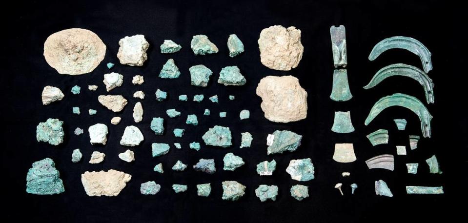 The buried treasures after being excavated and cleaned. Photo from the Archaeological Service of Graubünden