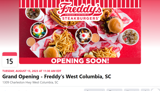 Freddy's Frozen Custard and Steakburgers To Open Second Lowcountry Location  in Early 2024
